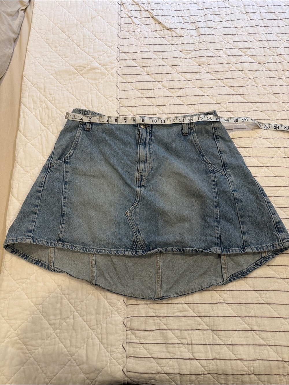 Free People Denim High-Low Mini Skirt - Light Blue size 32